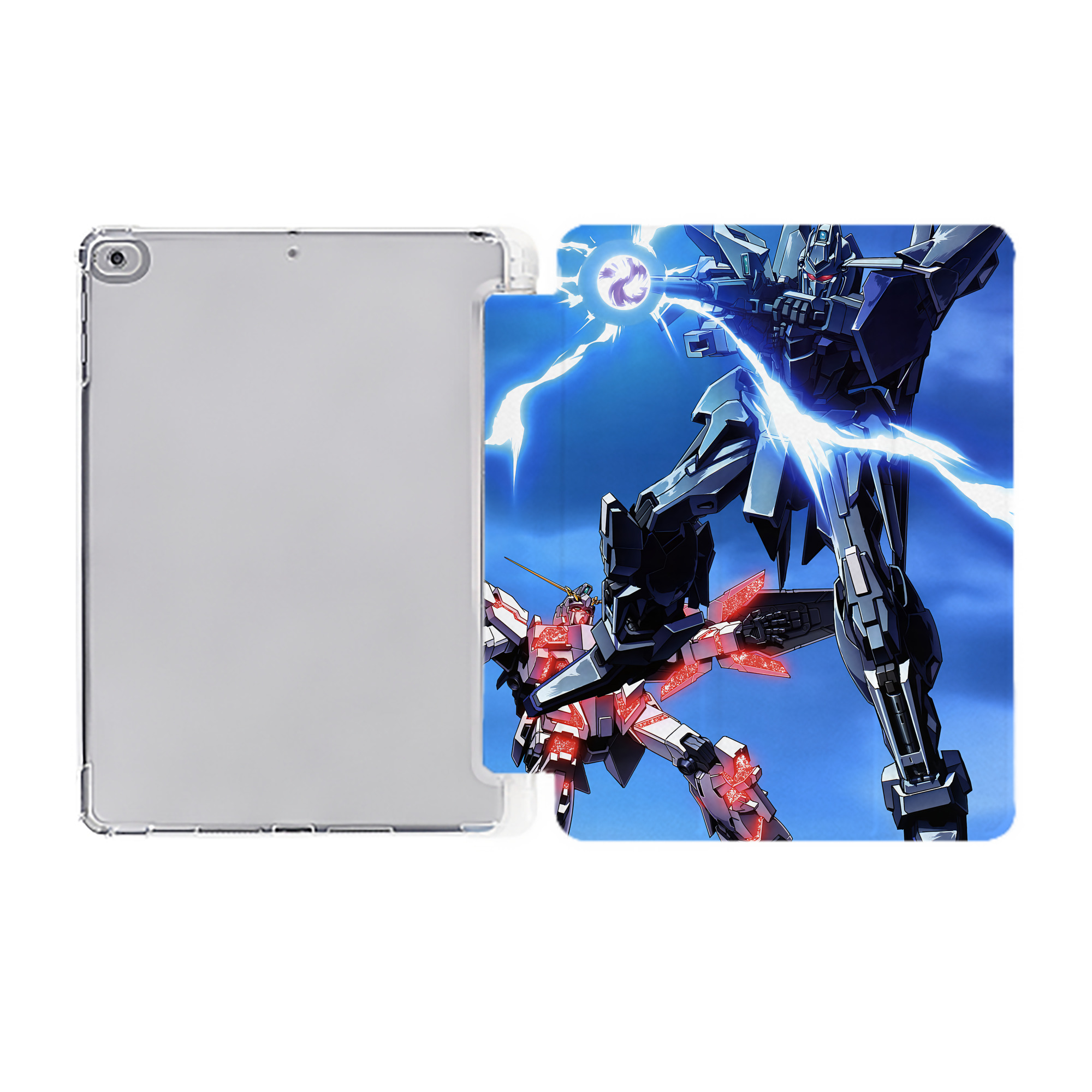（画像用） 機動戦士ガンダム Mobile Suit Gundam IPad ケース ペン収納付き 三つ折りスタンド PUレザー×シリコン 対応機種9.5/10.5/10.9インチ